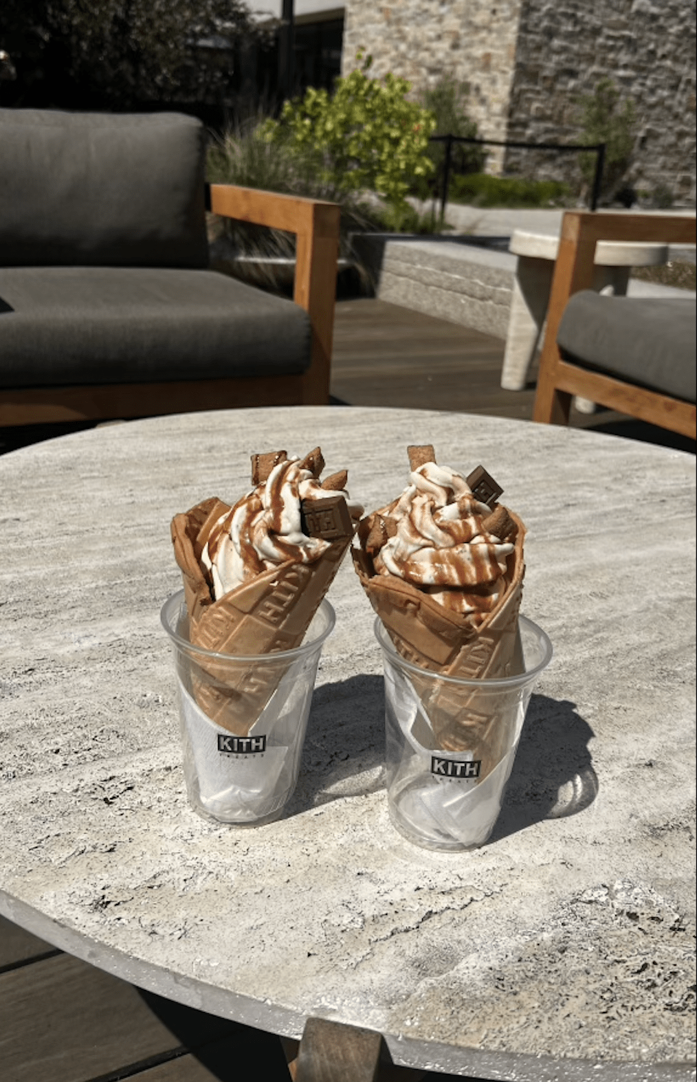 Two Caramel Soba Cha Swirls sit at the tables outside the Kith store in Malibu on Sept. 5. Sophomores Bella Montgomery and Nicole Sleiman enjoyed this sweet treat on one of Malibu's hottest days.